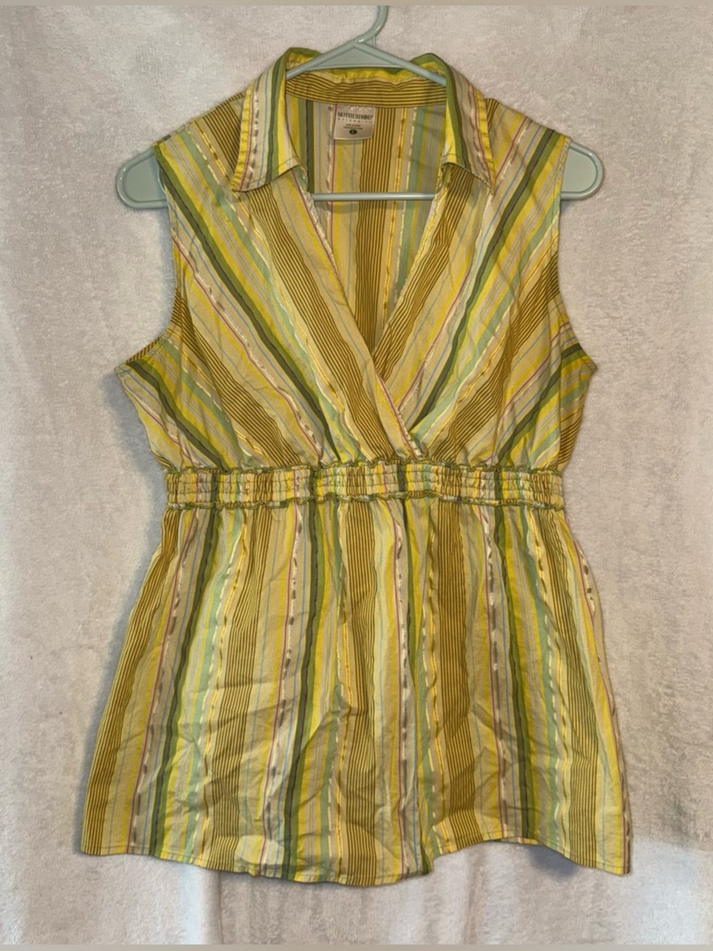 Motherhood Maternity size large yellow stripe blouse
